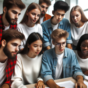 DALL·E-2023-10-22-05.51.37-Photo-of-a-diverse-group-of-male-and-female-students-of-various-descents-working-together-on-a-project-in-a-brightly-lit-classroom.-Their-expressions-1.png